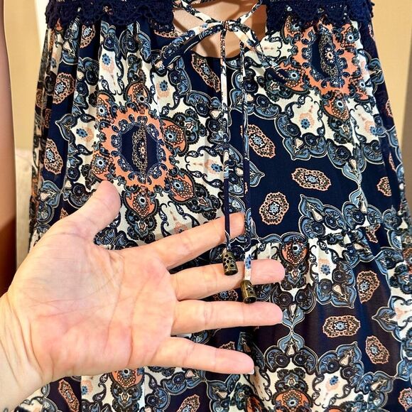 Taylor & Sage navy paisley lace back tie back dress - Picture 12 of 15